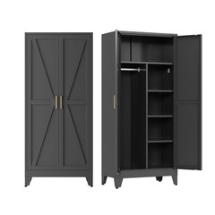 Metal armoire Wardrobe Closet with Hanging Rod,71” Metal Wardrobe Cabinet