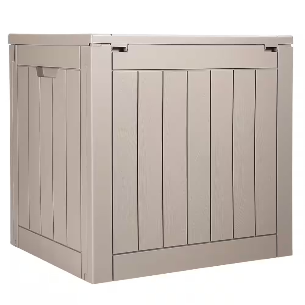 Outdoor Storage Box, 31 Gal. Resin Deck Box, Backyard outside Toy and Towel Stor
