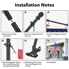 Flag Pole Kit 6Ft Flag Pole House Porch Black Holder Wall Mounting Bracket New