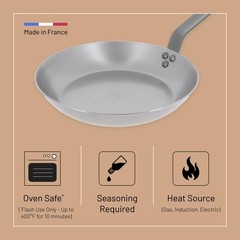 Pan Steel Fry 10.25 Naturally Non Stick Searing Sauteing de Buyer Carbon MINERAL