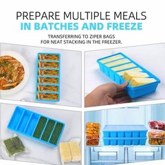 1/2 Cup Silicone Freezer Tray With Lid – Molds 2 Pack For meal prep & freezing