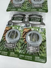 Yankee Candle Smart Car Vent Clip Air Freshener 30 days, Balsam & Cedar, 4 Pack