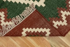 Tribal Jute Wool Kilim Rug Living Room Reversible Colorful Handmade Area Rug Mat