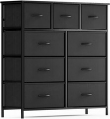 Wood Dresser 9 Fabric Drawer Storage Dresser for Bedroom Chest Storage Tower