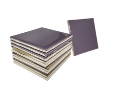 Purple Violet Ceramic Tile Shower Backsplash 4.25 in Subway Mid Century Modern