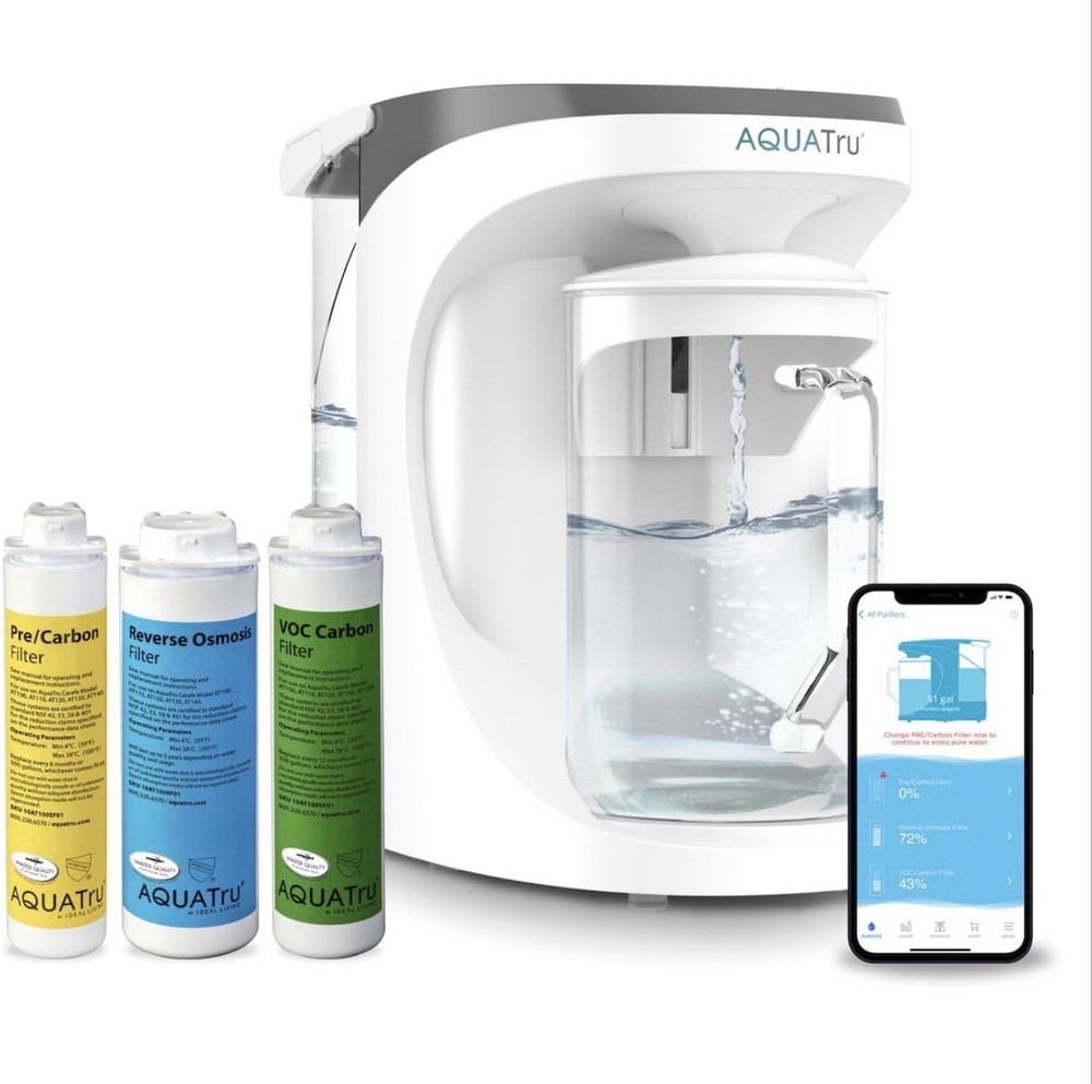 AquaTru Carafe Reverse Osmosis Smart WIFI Countertop Water Purifier 4-Stage New