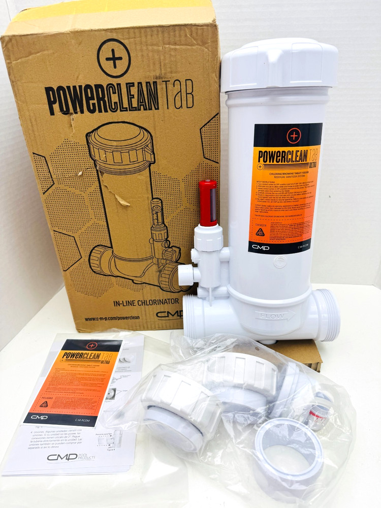 25280-110-000 CMP PowerClean Ultra in-Line Pool Chlorinator /clear glass LidREAD