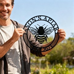 Custom Bee Apiary Metal Sign – Custom Name and Date Decor