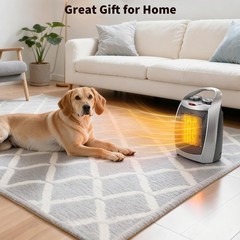 Portable Electric Space Heater with Thermostat, 1500W/750W Safe and Quiet Cerami