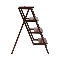 Wood Folding 4 Step Stool Ladder Adults Wood grain color Step Ladder 220lbs Load