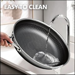 Snowclad Frying Pan Hybrid Non Stick Stainless Steel Skillet Induction Oven, 10″