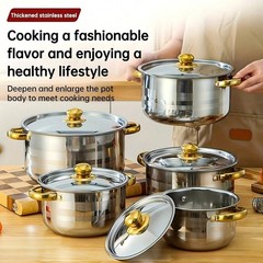 10PC Stainless Steel Cookware Set 5 Pots 5 Lids Deep Stockpots for Kitchen