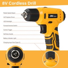 154pcs Tool Kit Household Hand Tool Set with 8V Cordless Drill Portable Toolbox