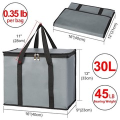 X-Large Insulated Grocery Bag – 30L Reusable Tote for Food Delivery & Shopping