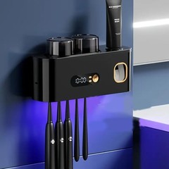Smart Toothbrush Holder UV Sanitizing Wall Mount Automatic Toothpaste Squeezer