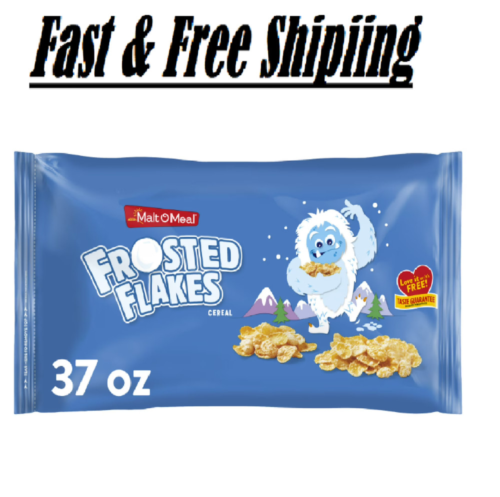 Malt-O-Meal Frosted Flakes Cereal, Family Size, Crunchy 37 oz Resealable Bag
