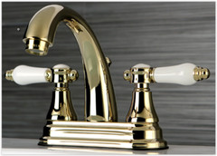 Kingston Brass KS7612BPL 4 in. Centerset Faucet in brass w/brass popup