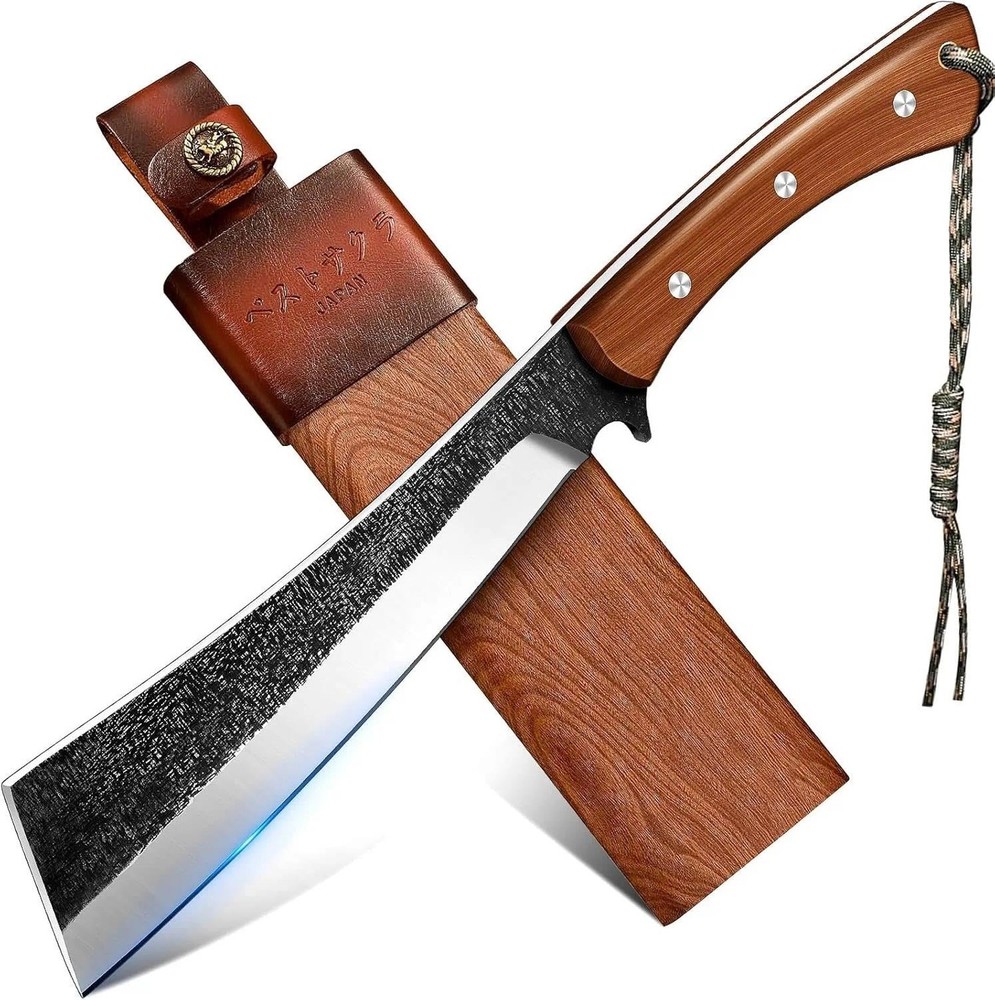 Freelander Japanese Style High Carbon Steel Machete with Red Sandalwood Ergon…