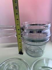 Great Vintage PYREX Double Boiler Clear Glass With Both Lids & Stainless Steel