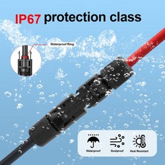 50ft Black + Red 10AWG Solar Panel Extension Cable Flexible Wire Connectors