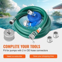 Suction Hose Kit for Water Pump 2 in x 20 ft Green/65 ft Blue Hoses