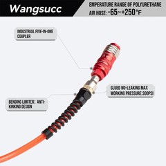 Air Compressor Hose 1/4 Inch × 50 ft Flexible Reinforced Polyurethane (PU) Air H