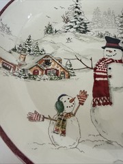 Williams Sonoma Snowman Serving Bowl 8.5″ Winter Christmas Retired