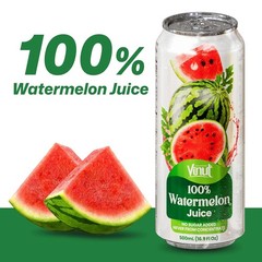 VINUT 100% Watermelon Juice, No Added Sugar, 16.9 fl oz (500 mL) Can, Pack of 6