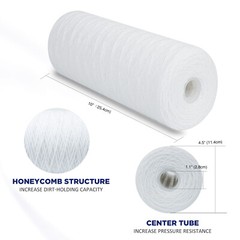 6 Pack 10″ x 4.5″ String Wound Sediment Water Filter for Big Blue 1/5/10 Micron