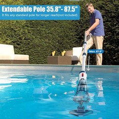 Cordless Pool Vacuum With Telescopic Pole 18.5 Gpm Rechargeable Cleaner