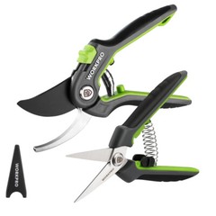 WORKPRO 2PC Pruning Shears 8″ Bypass Pruning Shear 6.25″ Straight Garden Scissor