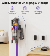 Cordless Vacuum Cleaner 650W 55KPA 70Mins Self-Standing Stick Vacuum for Home