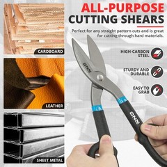 Heavy Duty Carbon Steel Straight Cut Tin Tinman Snip Sheet Metal Shears Scissors