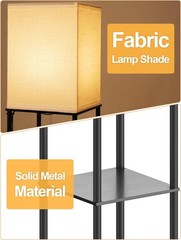 Floor Lamp with Shelves for Living Room, Shelf Floor Lamp with 3 CCT LED Bulb
