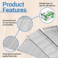meite 16 Gauge Finish Nails 1-1/4 in Straight Finish Nail 2500-Count Galvanized