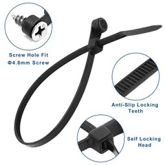 300pcs Zip Ties with Screw Hole, 8 inch 48lbs Electrical Cable Ties Straps, M…