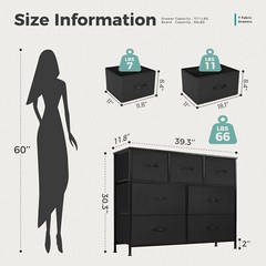 Dressers for Bedroom Storage 7-Fabric Drawers Dresser Tower Organizer TV Stand