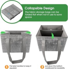 Collapsible Reusable Grocery Bags Heavy-Duty Shopping Tote Box Reinforced Handle