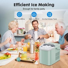 Countertop Ice Maker Portable Ice Machine Self-Cleaning 9 Cubes 6 Mins 26.5Lbs