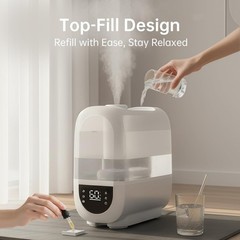 Humidifiers for Bedroom, 6.5L Top Fill for Large Room, Cool and Warm Mist