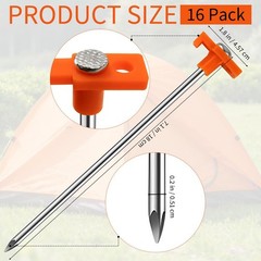 16 Pack Tent Stakes, Galvanized Non-Rust Camping Tent Pegs, 7.1 Inch Heavy Du…