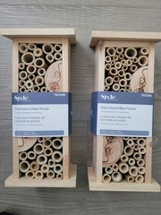 LOT OF 2 Style Selections Post Mount Bee House Wood Bamboo Heart Hotel
