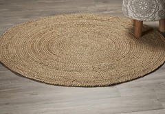 Rug Round Jute Reversible 100% Natural Braided Home Decor Rustic Look Rug