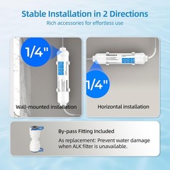 12 Months Remineralization Filter, 1/4″ Quick Connect Alkaline Filter for RO