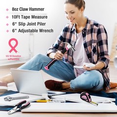 WORKPRO 100PIECE Pink Hand Tool Set w/Carrying Pouch Household Tool Kit for Home