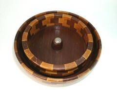 Set of 2 Vtg California Redwood Nut Bowls Std Specialty Co 10.5″ Round