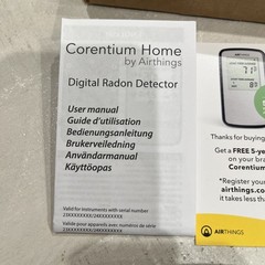 Airthings Corentium Home 223 Digital Radon Detector, Black/Gray, portable