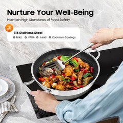 12-inch Stainless Steel Sauté Pan Skillet Non-stick Frying Pan With Lid
