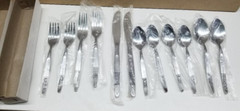 NEW Vintage PIERRE 12pc Stainless Steel Korea Modern MCM Silverware NOS
