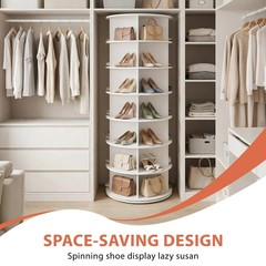 7 Tier Rotating Shoe Rack Tower Organizer Revolving 360 White Shoe Rack Storage